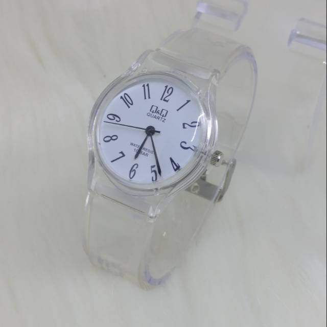 Jam Tangan Fashion Wanita Q Q Transparan Jelly Warna Putih Shopee Indonesia