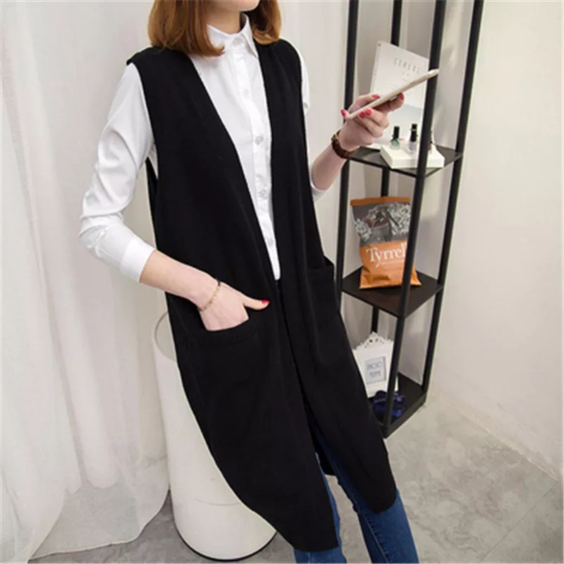 Rompi Panjang Rajut - Long Vest Sleeveless - Long Vest Korean Outfit