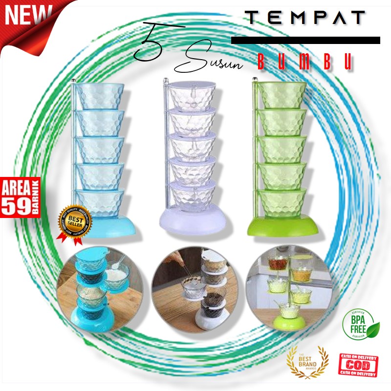 Tempat Bumbu 5 Susun / Tempat Bumbu Putar / Tempat Bumbu Crystal