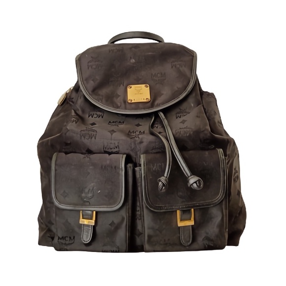 Tas Wanita Tas Ransel Kanvas Hitam MCM Backpack Preloved