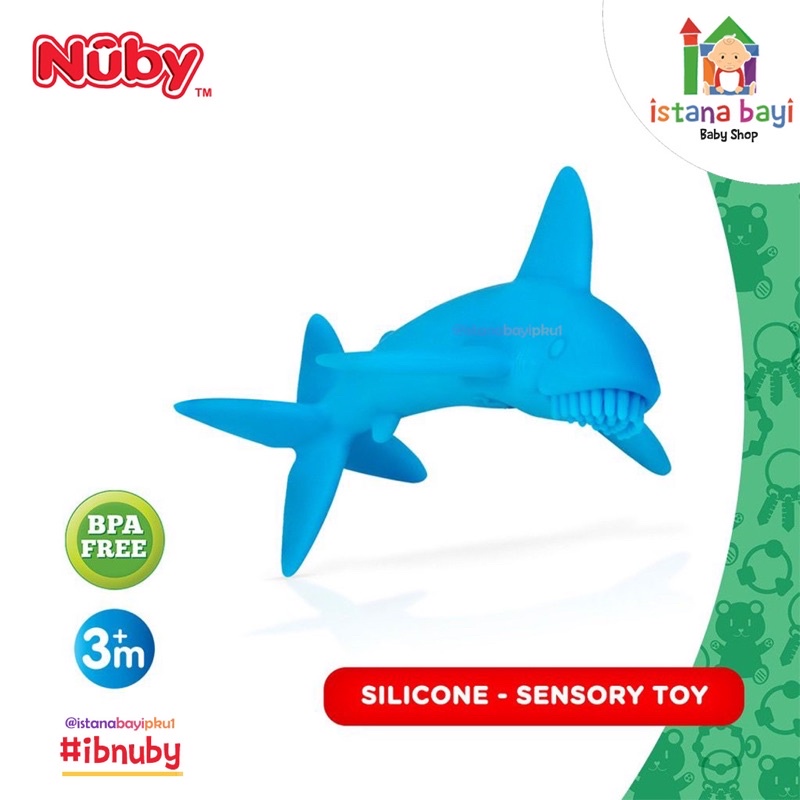 Nuby Baby Shark -  Mainan Sensori Anak Silicone / Gigitan Bayi