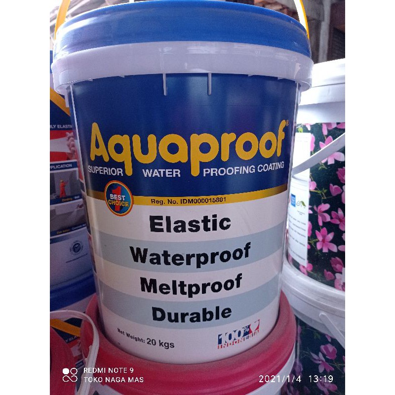 CAT AQUAPROOF 20 kg (Pel/ember besar) cat pelapis anti bocor aquaproof 20kg