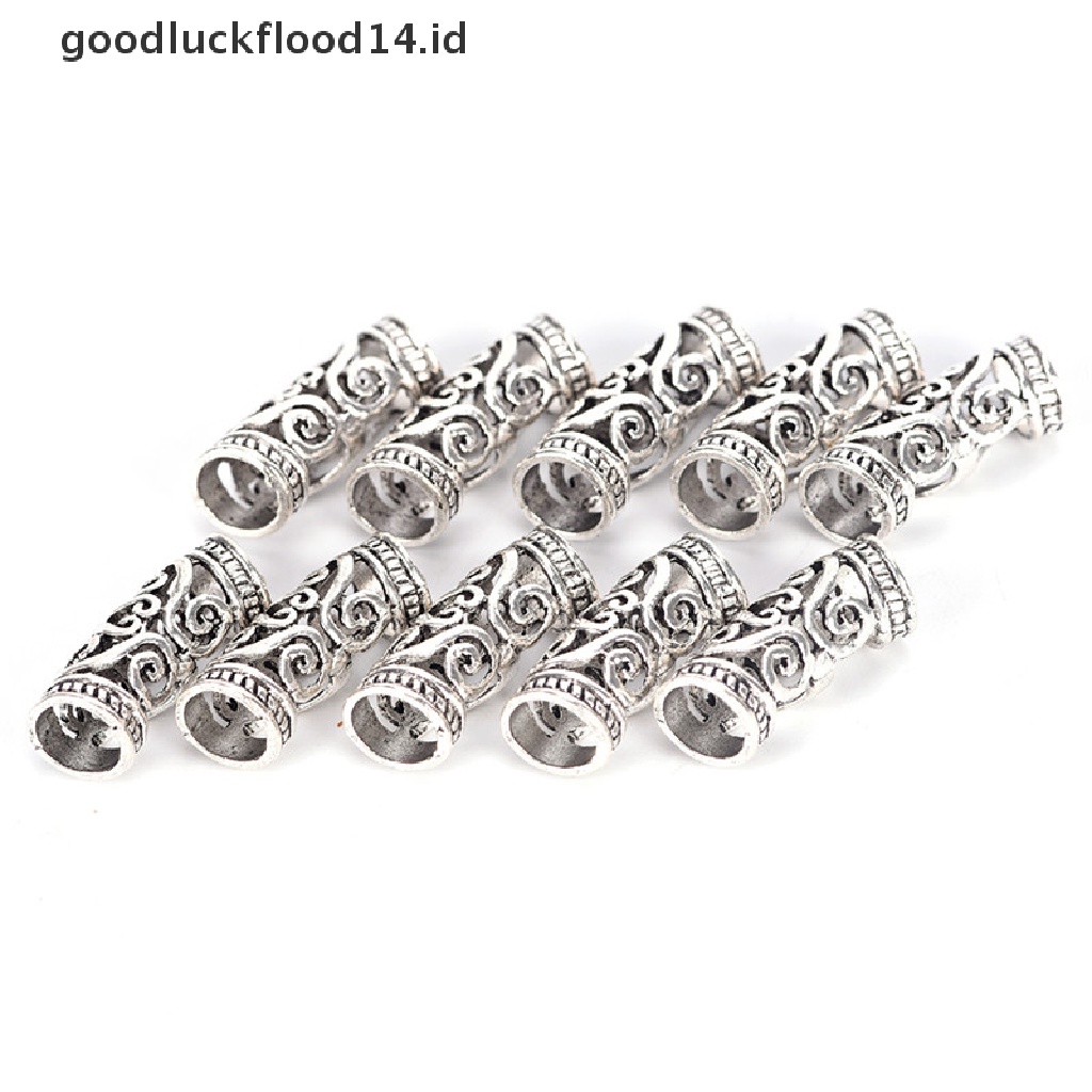 [OOID] 10 PCS Hair Braid Beads Dreadlock Bead Cuff Clip Metal Hair Braid Ring Silver ID