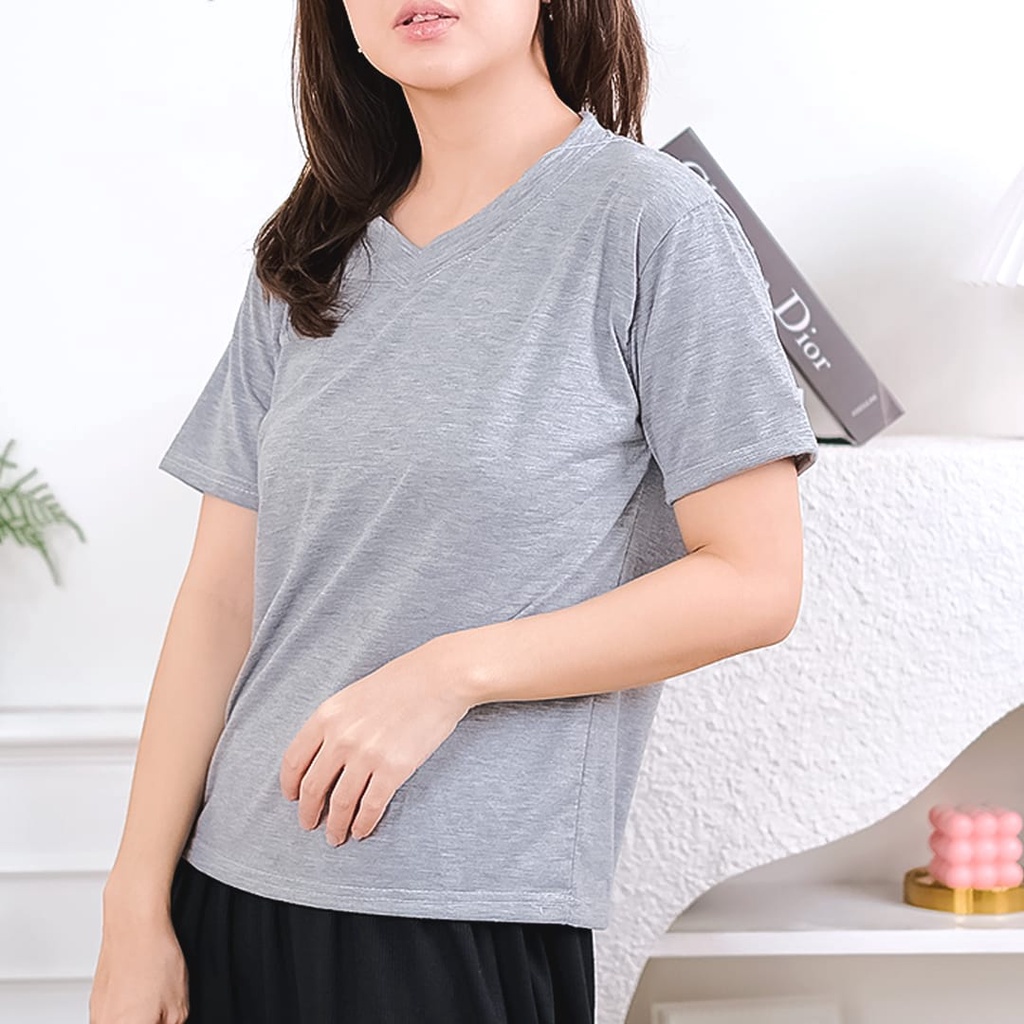 BEFAST - ZEC OOTD Wanita Kaos YINA / Youbi Vneck SOFT SPANDEK / Pakaian Kaos Spandek / Koas Kerah V / Tshirt Lengan Pendek / Kaos Santai / Tshirt Polos Terlaris / Termurah