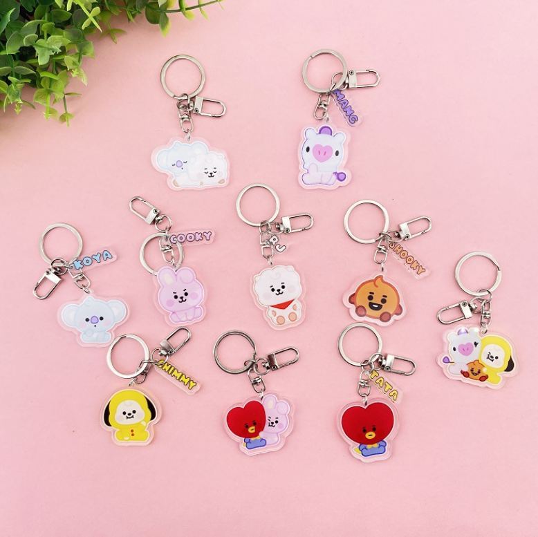 KPOP BTS BT21 TATA COOKY CHIMMY Cartoon Acrylic Keychain