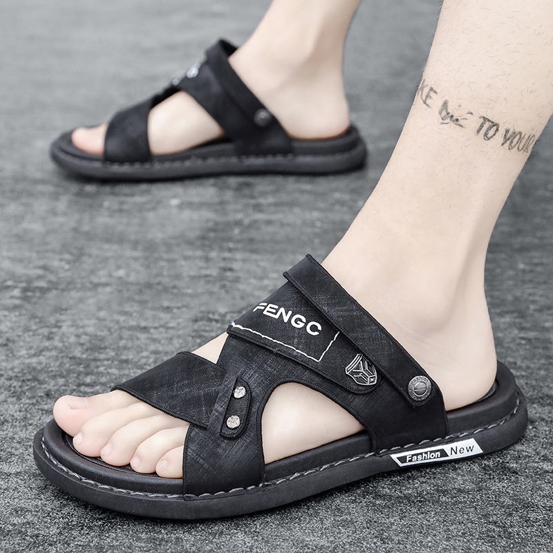 Sandal Pria Terbaru/Sandal Pria/Sandal Kulit/Sendal Pria Casual/Sol Karet Anti Selip/Dua Cara Untuk Memakai/Sandal/Sandal/Sendal Pria Dewasa/Grade Ori 100%