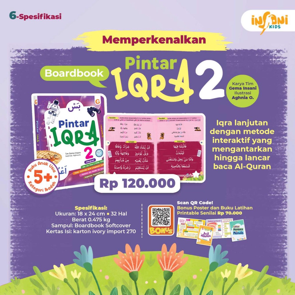 Buku Boardbook Pintar Iqra 2 - Gema Insani 100% Original