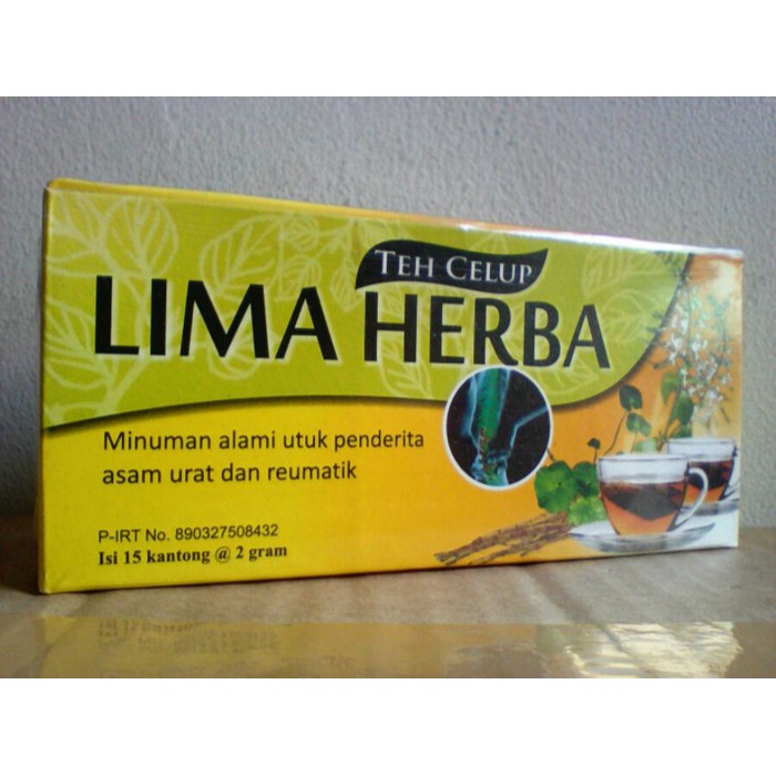 

Teh Celup Lima Herba - Untuk Asam Urat Dan Rematik - Teh - Teh celup - Herbal - Alami
