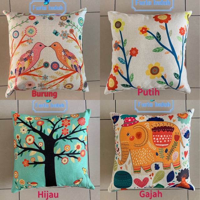 sarung bantal sofa sarung bantal kursi motif putih bunga/hijau pohon/gajah 45×45cm