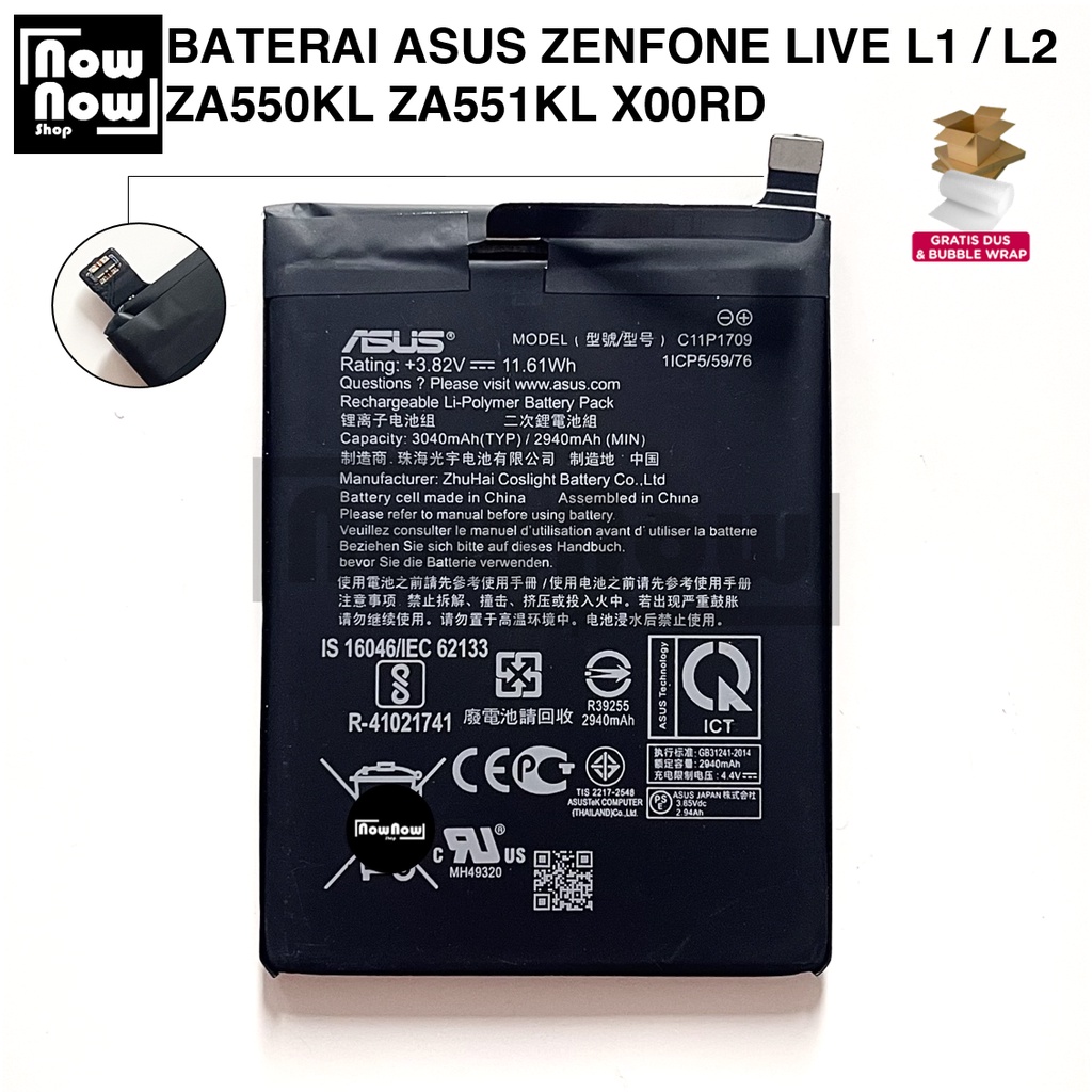 Baterai Asus Zenfone Live L1 L2 ZA550KL ZA551KL X00RD C11P1709 Original Batre Batrai Battery Zenphone HP