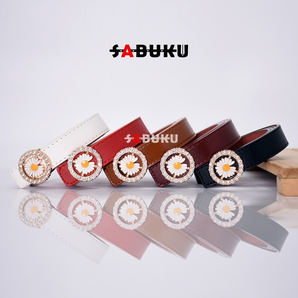 Ikat Pinggang Wanita Bunga Daisy Gaya Korea Fashion wanita  Kulit PU Aksesoris Fashion Korean  - 012