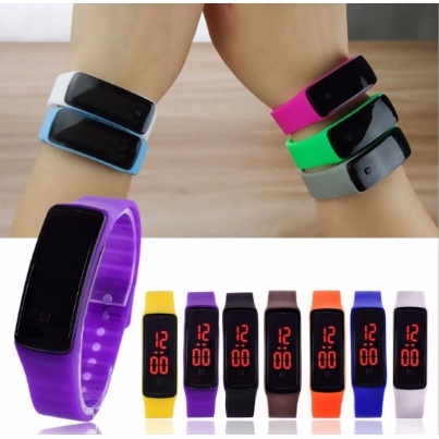 JAM TANGAN GELANG LED SPORT DIGITAL JAM FASHION WANITA/PRIA JAM TANGAN MURAH IMPORT LED WATCH STRAP RUBBER