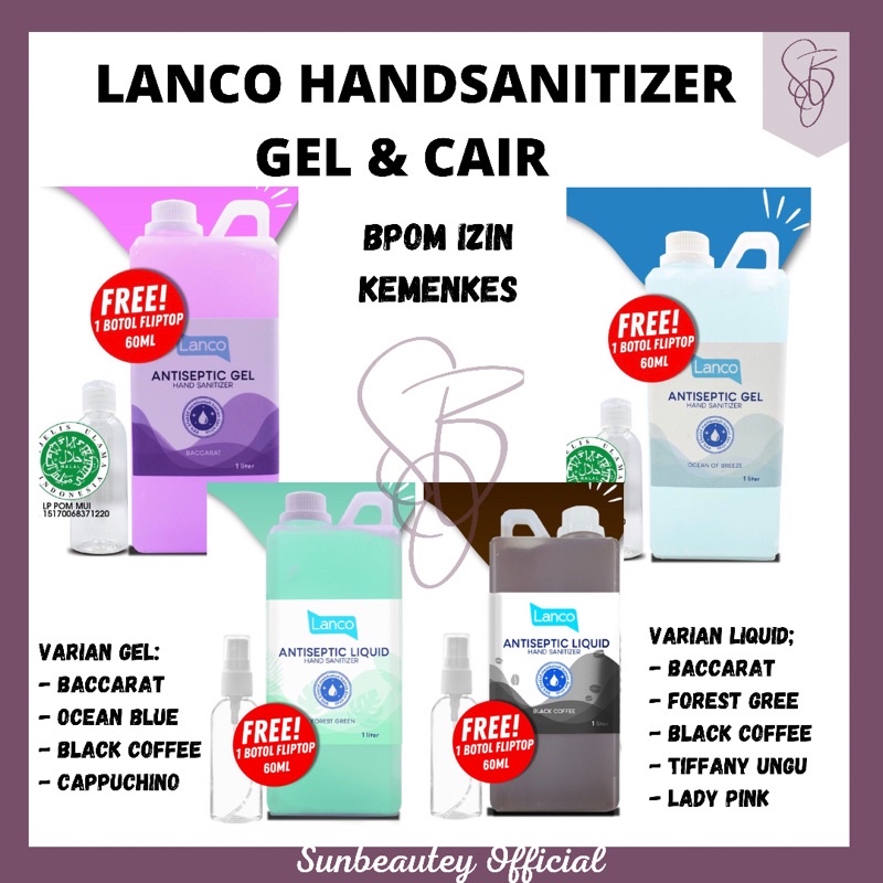 (COD) HAND SANITIZER GEL Dan CAIR 1 LITER IZIN KEMENKES Handsanitizer LANCO