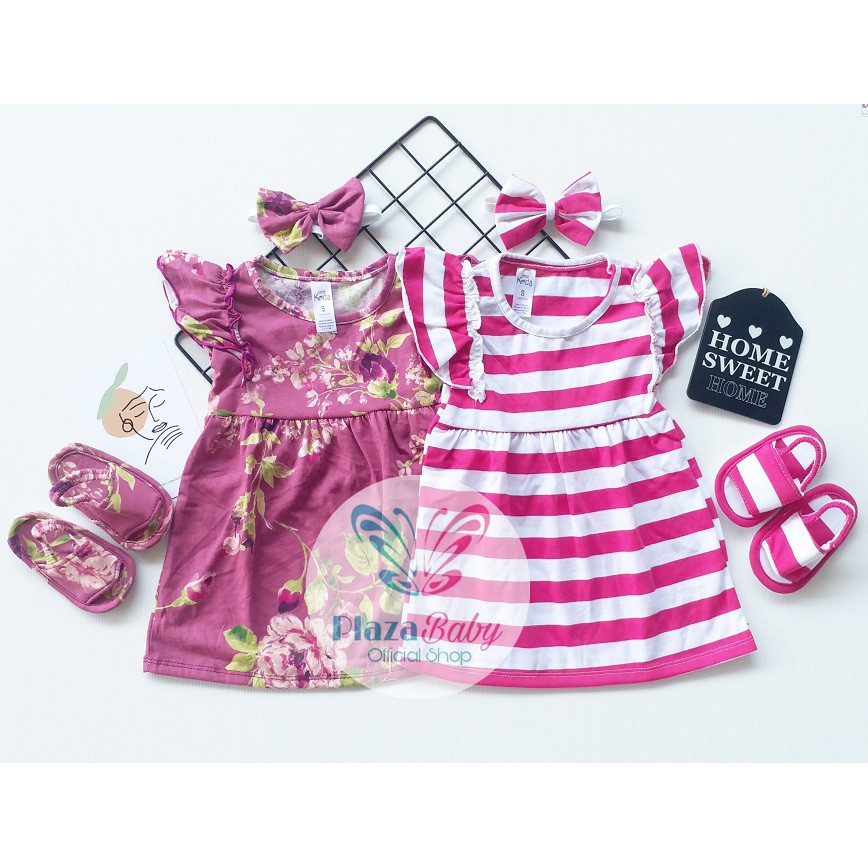 plazababyku MX DRESS ARRYANA dress bayi bunga 3-15 bulan Free headband dan sandal