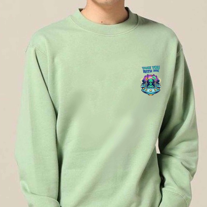 Sweater Crewneck Alien Take me with you Pria Fleece Size M - XXL