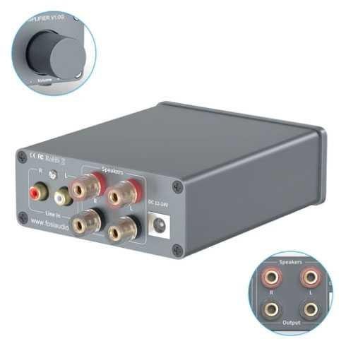 Fosi Audio Mini Amplifier 2 Ch Stereo Hi-Fi Class D Amp 50Wx2 - V1.0G - Gray