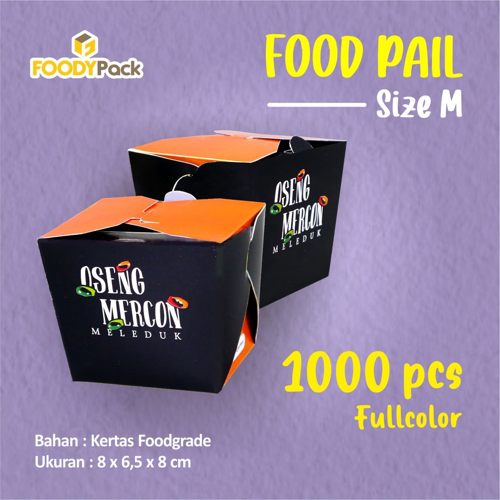 [ PO ±14HARI ] SIZE M - CETAK FULL WARNA - CUSTOM Food Pail I Food Pail I Paper Box I Dus Kemasan