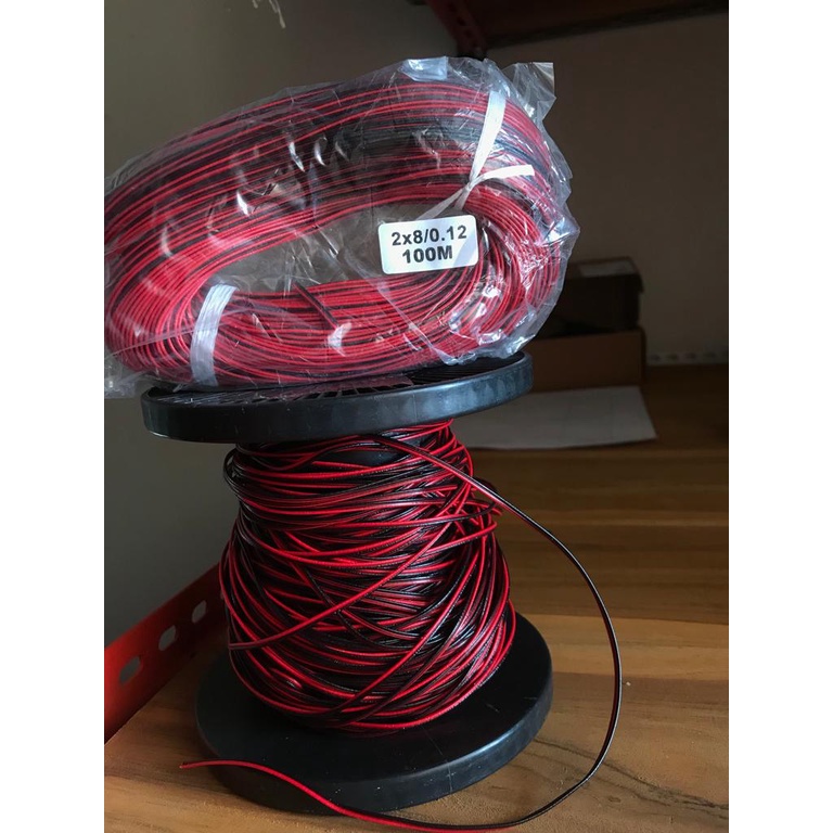 Kabel Serabut Listrik Merah Hitam  isi 2 jalur 2x8 Tembaga Asli