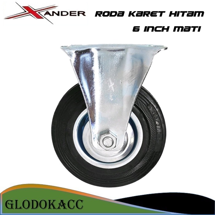 Roda Trolley 6 inch / Xander Roda Troli / Roda Gerobak/Etalase / Roda Karet Hitam