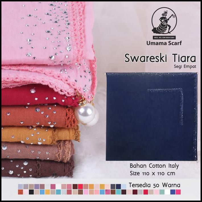 Anisacollectionshop Kerudung Swareski Tiara Umama Scarf Hijab Jilbab Segi Empat Mutiara