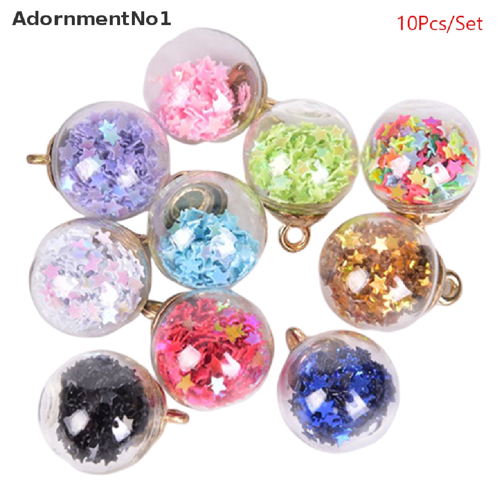 (AdornmentNo1) 10pcs / Set Liontin Bola Kaca Bentuk Pentagram Untuk Membuat Perhiasan DIY