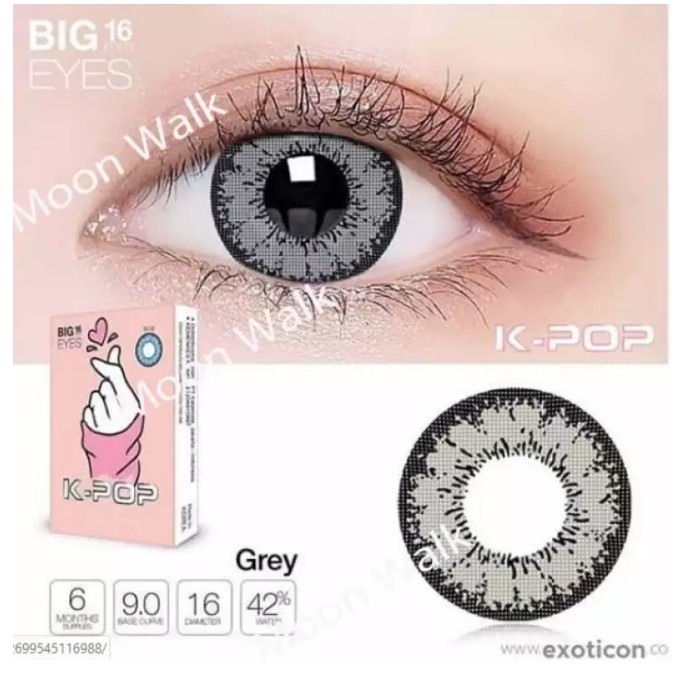 Softlens X2 kpop GREY (-0.50 s/d -6.00) MINUS / Soflens kpop minus Big Eyes 16mm