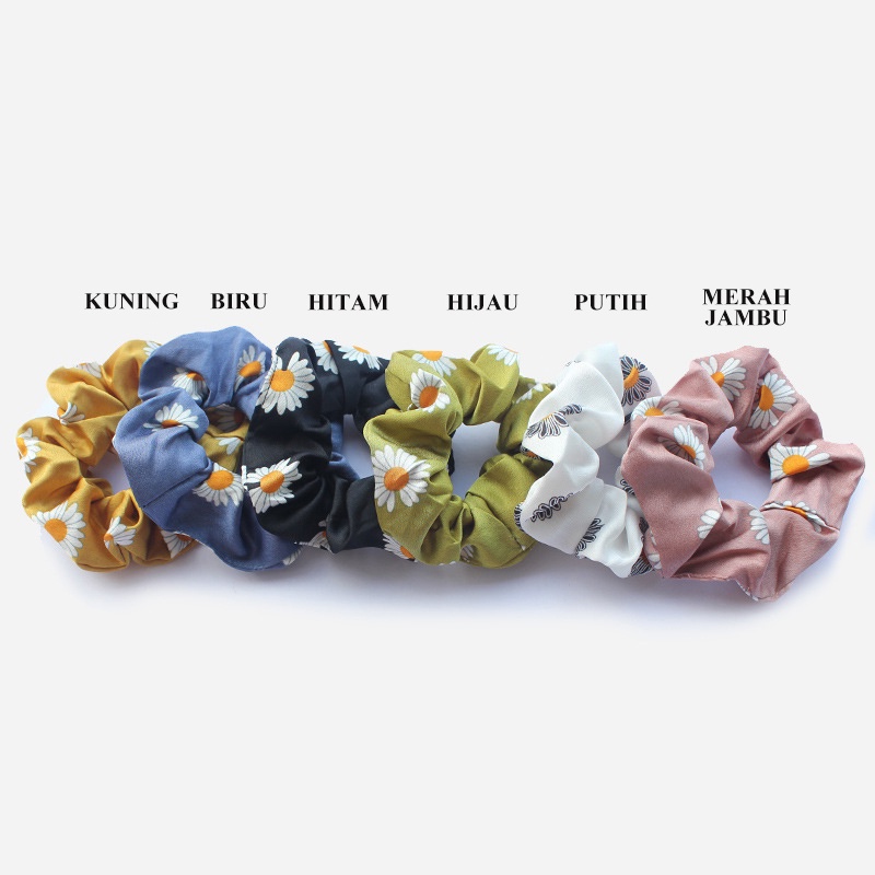 scrunchie satin/ikat rambut scrunchie/Ikat rambut Daisy/Ikat Rambut Wanita/ikat rambut korea//cepol jilbab scrunchie/Ikat Kepala/aksesoris rambut/pita rambut