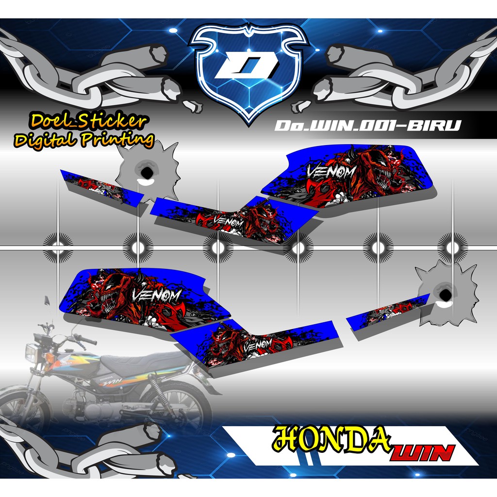 Stiker Striping Honda WIN 100 Desain Venom - Stiker Lis Variasi Motor WIN Kode 001