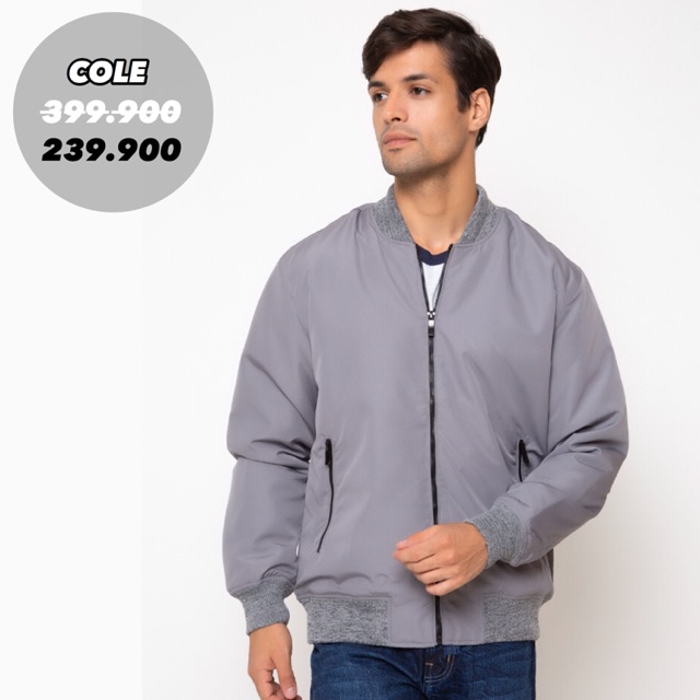 COLE Jaket Bomber Parasut Pria Grey