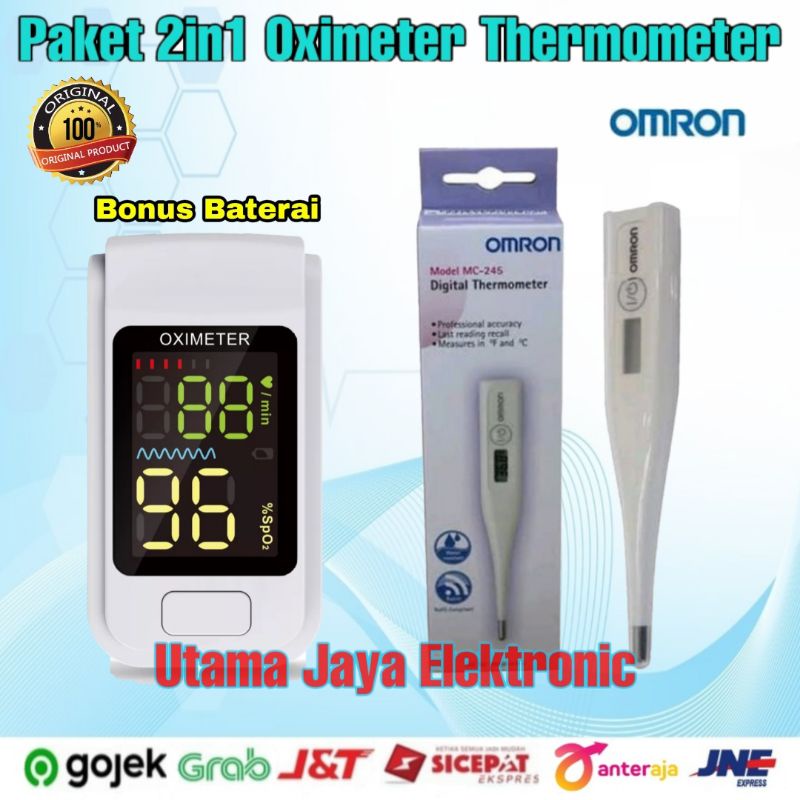 Paket 2in1 Thermometer OMRON MC-245 Oximeter Fingertip SO-811