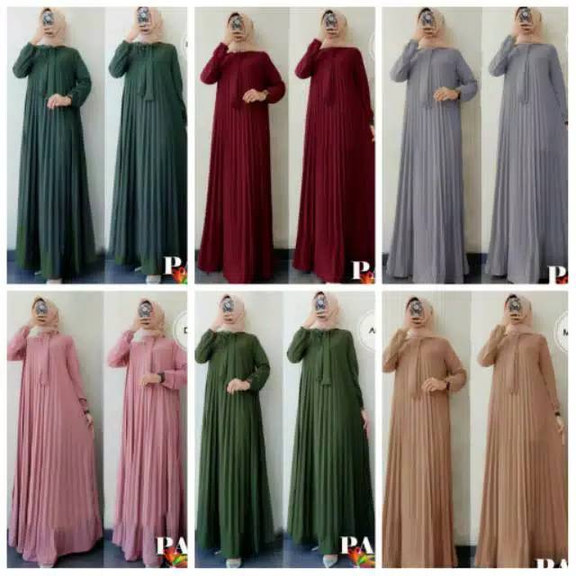 GAMIS PLISKET PITA MAYUNG JUMBO/ GAUDI  LONG DRESS PLISKET/ GAMIS DASI-8
