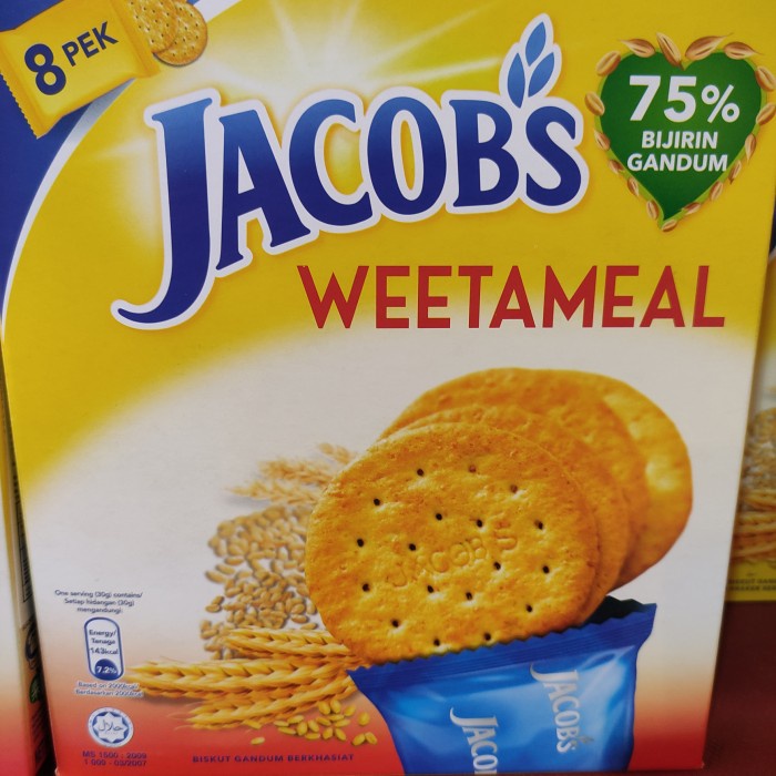 

JACOBS WEETAMEAL Biskuit gandum 75% Bijirin Gandum 144gram(8pack)