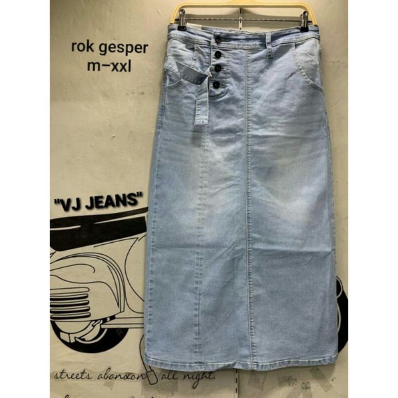 rok jeans gesper/rok jeans panjang/rok jeans strect/rok jeans vj
