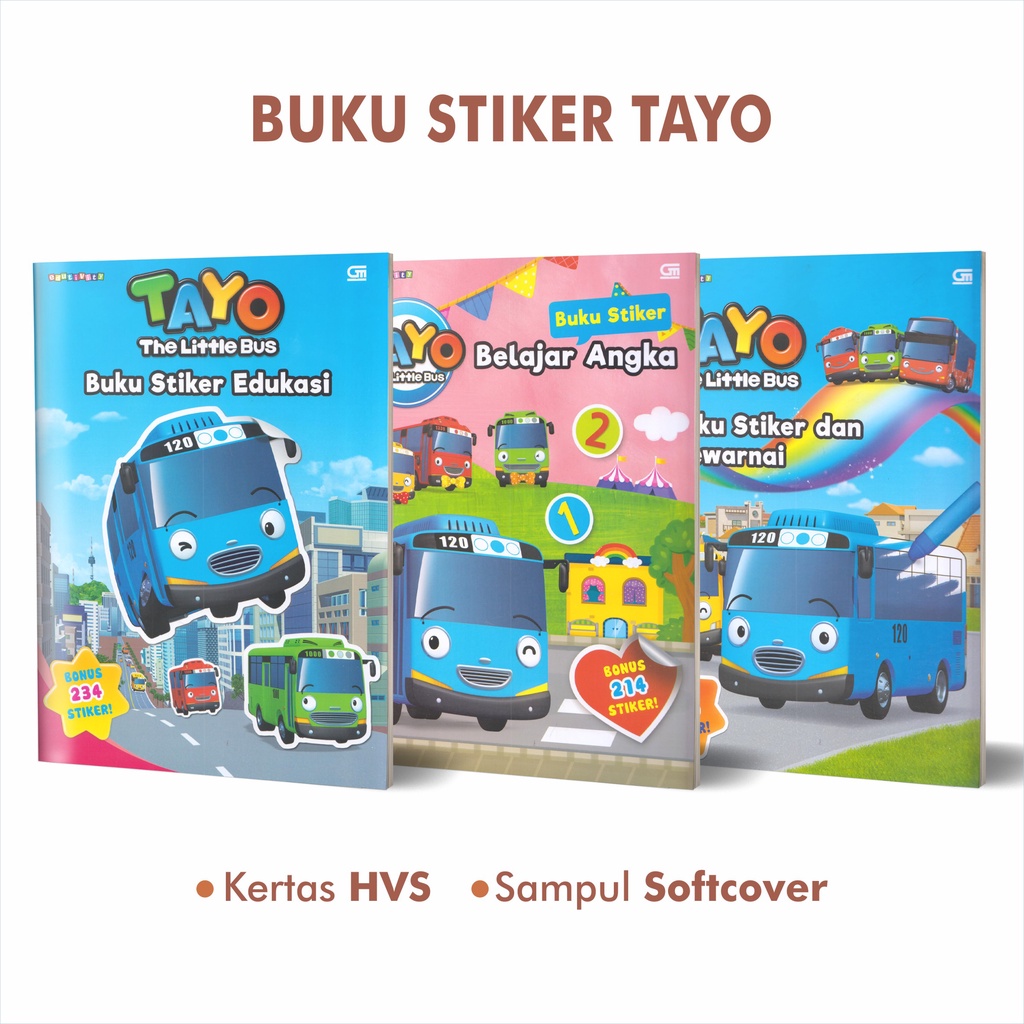 Buku Anak TK PAUD Stiker Karakter Tayo Little Bus Seri Belajar Mewarnai Angka dan Edukasi Anak TK PA