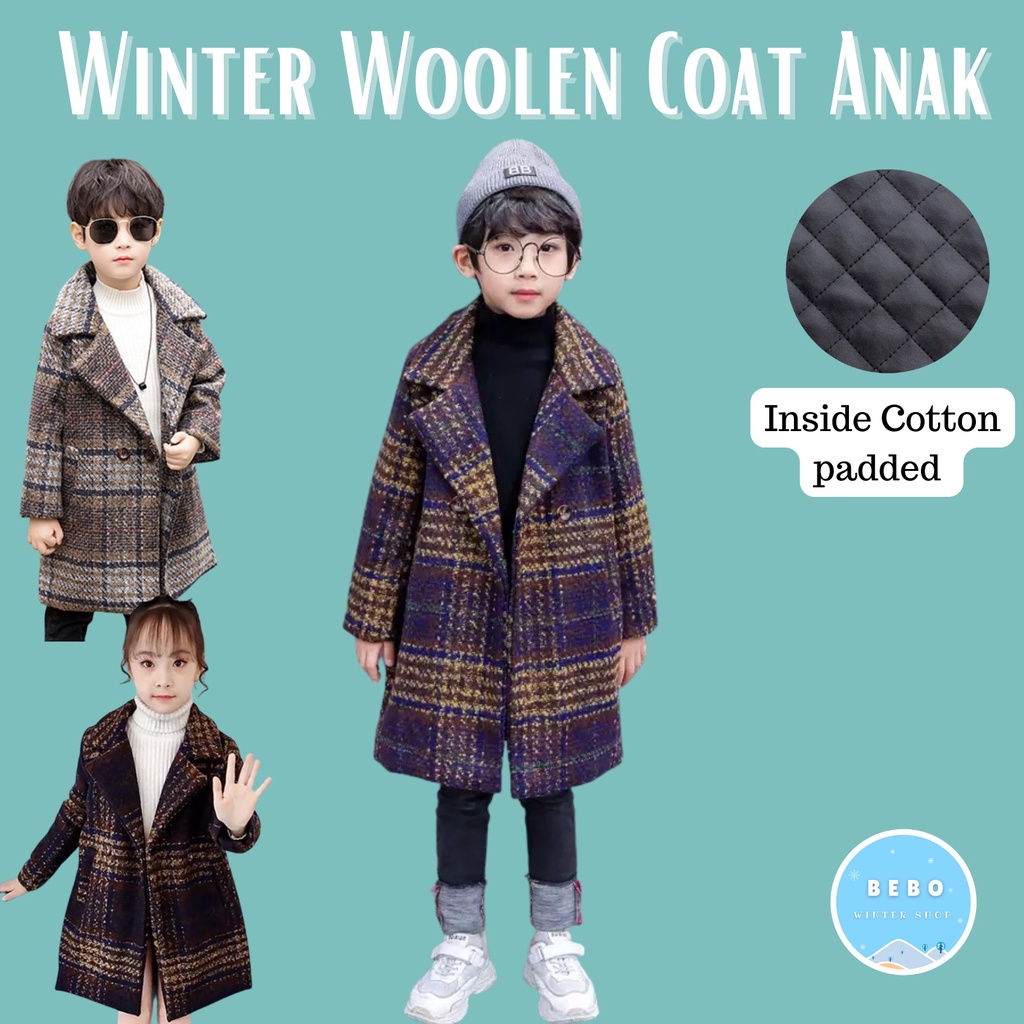 Coat Wool Anak Korea tebal untuk Winter Musim Dingin