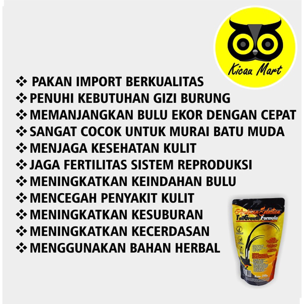GRATIS CEPUK BINTANG TUTUP PAKAN AMS AMERICAN SELECTION GROWTH TAIL 250 GRAM PAKAN MURAI BATU VOER PUR AMS BURUNG MURAI BONUS CEPUK BINTANG SEMPATI UKURAN KECIL TLGAMS CPS52