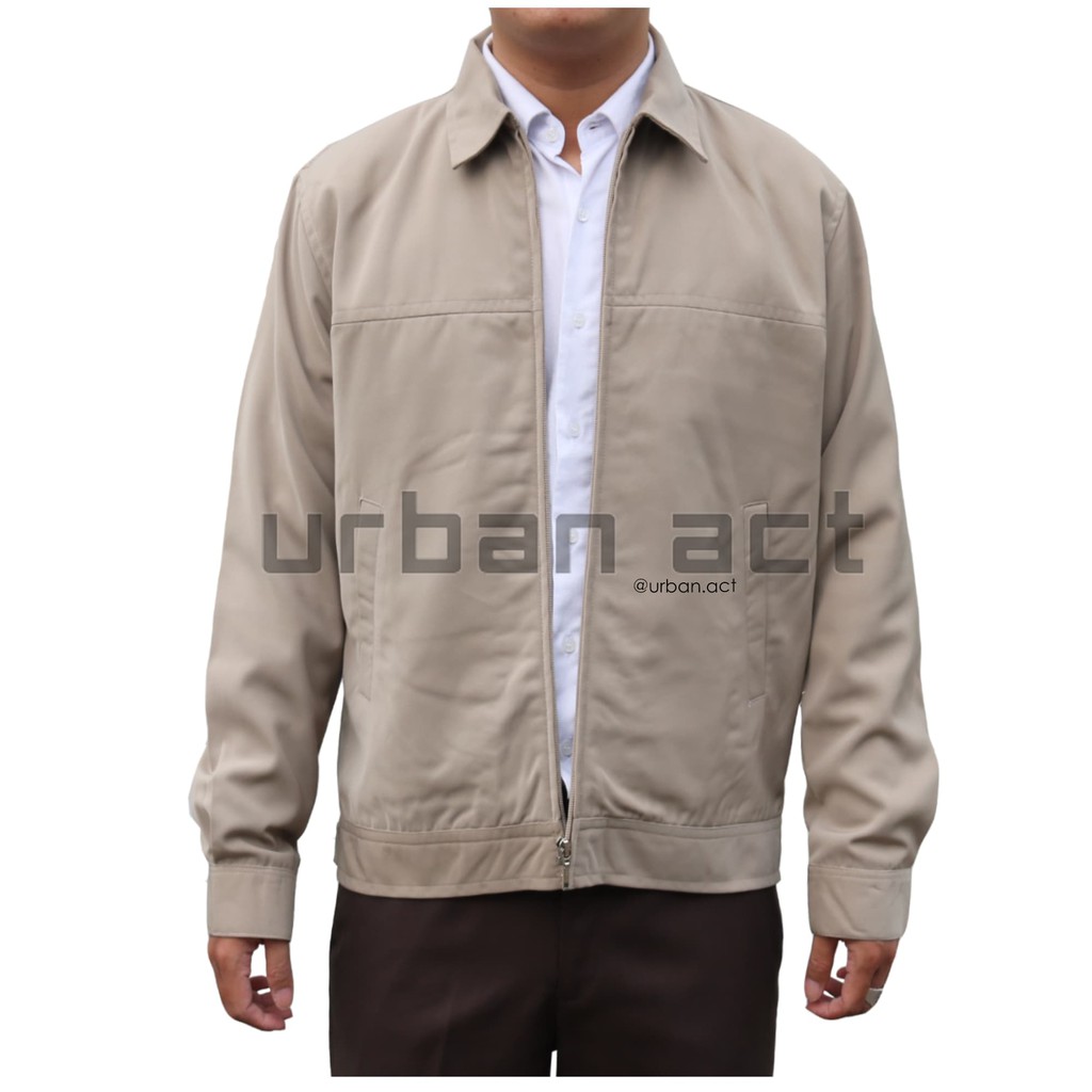 jaket jas formal casual manset warna khaki krem urban act - khaki, M
