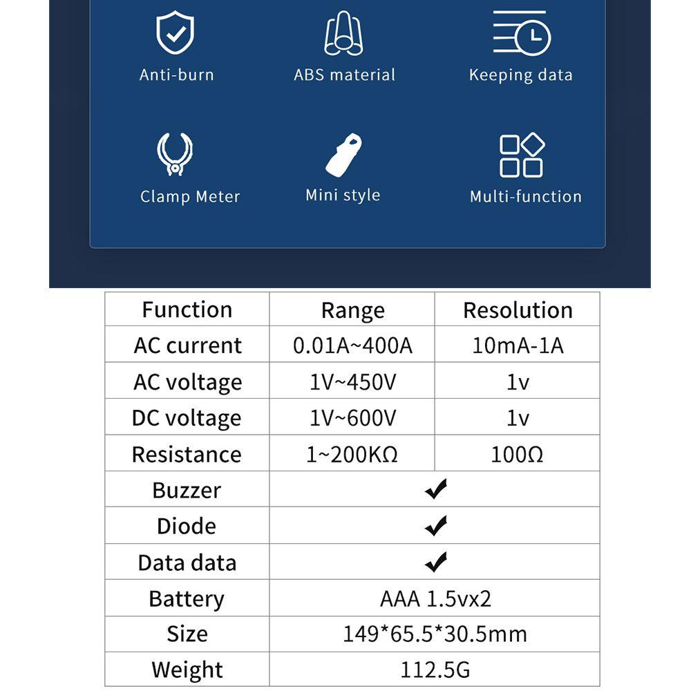 POPULAR Populer Digital Clamp Meter Presisi Tinggi Ammeter DC/AC Tester Arus Listrik