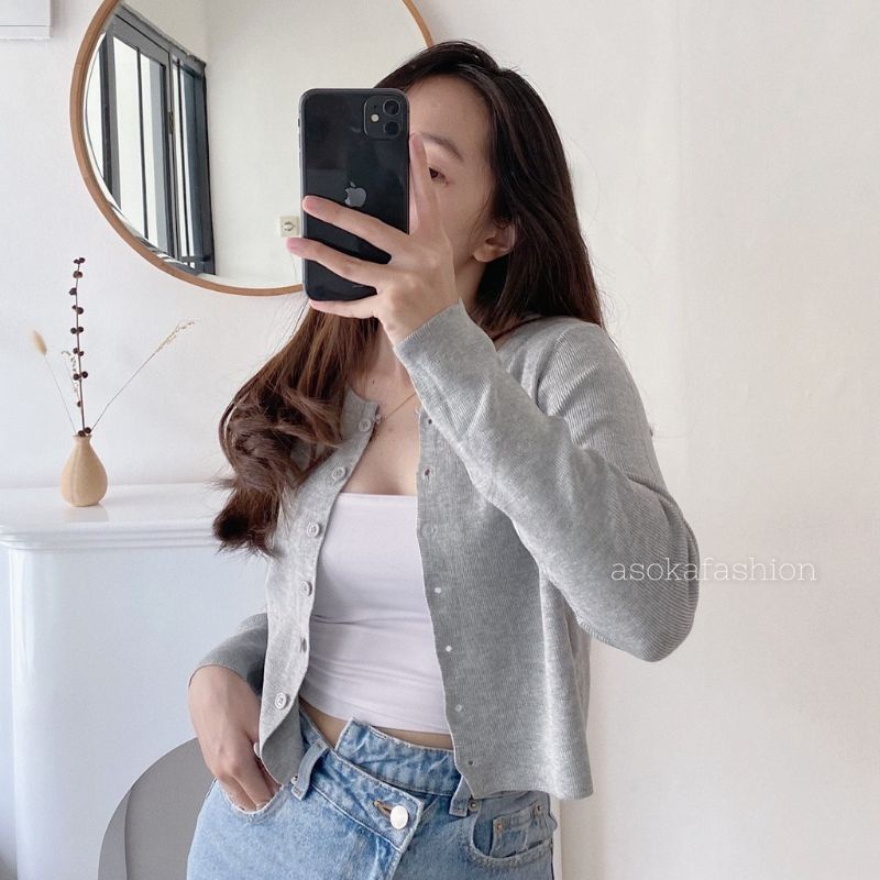 Crop Top Angel Button Cardy Rajut / Cardigan Rajut Wanita / Kardigan Crop Kancing 7  Premium