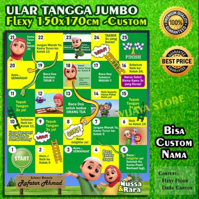 Ular Tangga Jumbo Nusa Nussa Rara Anak Muslim -Bisa Kasih Nama 170x150cm WaterProof Custom Desain