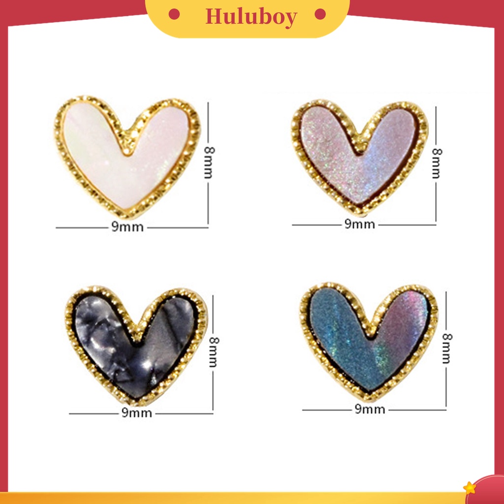 Huluboy Huluboy♡ 10pcs / Set Ornamen Bor Kuku 3D Bentuk Hati Peach Untuk Dekorasi Nail Art Salon