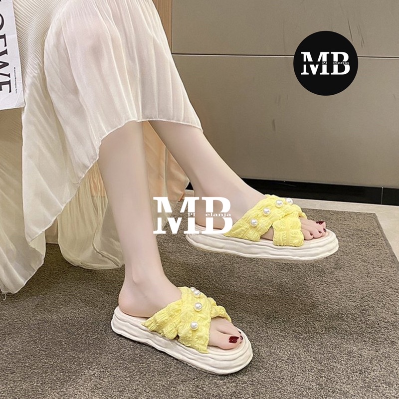 SANDAL JELLY SLIP ON SLOP SILANG MUTIARA KARET IMPORT PVC EMPUK