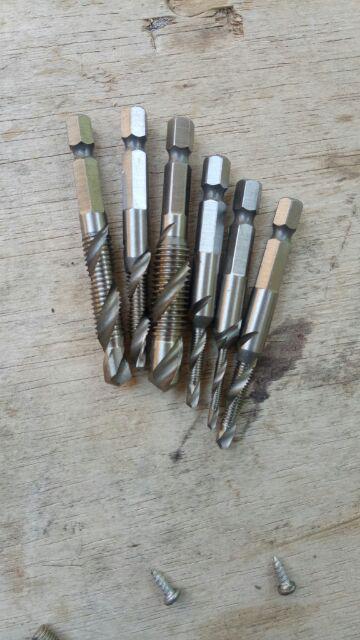 6pcs/set Mata Bor Hss Pembuat Ulir Baut Bahan Baja Ukuran Panjang 70mm Untuk Peralatan Pertukangan