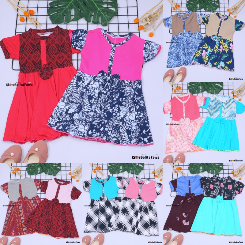 Dress ABC uk 1-2 Tahun / Dres Anak Perempuan Murah Baju Batik Adem Grosir Lengan Bahan Kaos