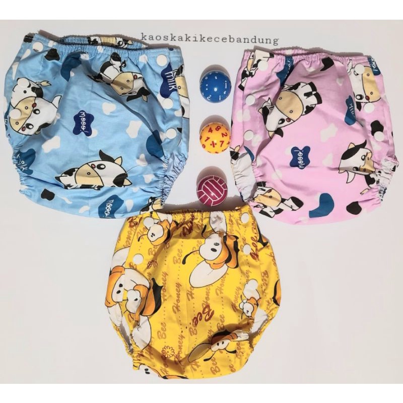 1 Lusin Popok Kain Bayi Berkancing Motif Karakter + Insert Bahan Double PE Clodi Kain Cuci Ulang