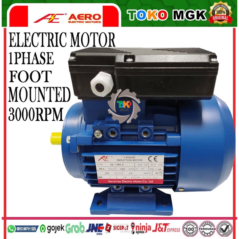 AERO 1PHASE 1.5KW 2HP 2P B3 ELECTRIC MOTOR SINGLE PHASE