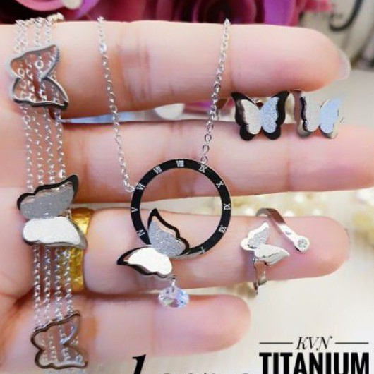 Titanium Set Perhiasan Kupu 2714n