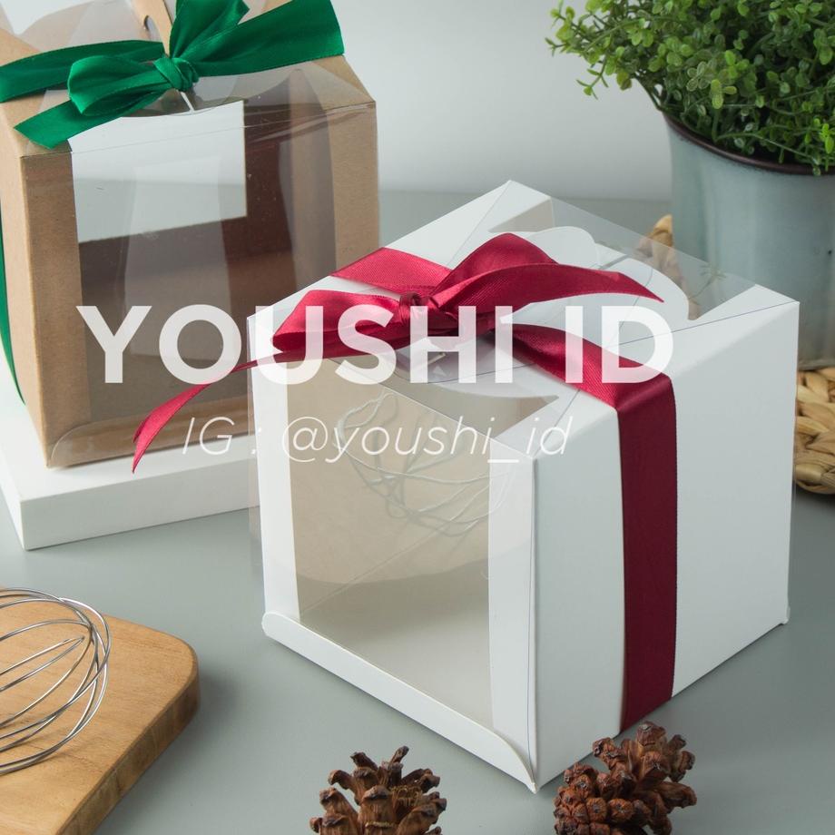 

[KODE ZIBYD] (5pcs)Dus Kue/Kotak Kue/Carry Box/Giftbox Kue/Dus Chiffon Mini Mika Transparan 12x12x12cm