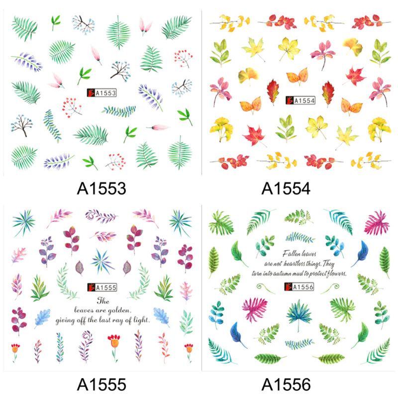 SIY  12 Pcs/set Nail Watermark Sticker Large Green Plant Pattern Epoxy Filling Material Trend Lady DIY Nails Making Filler