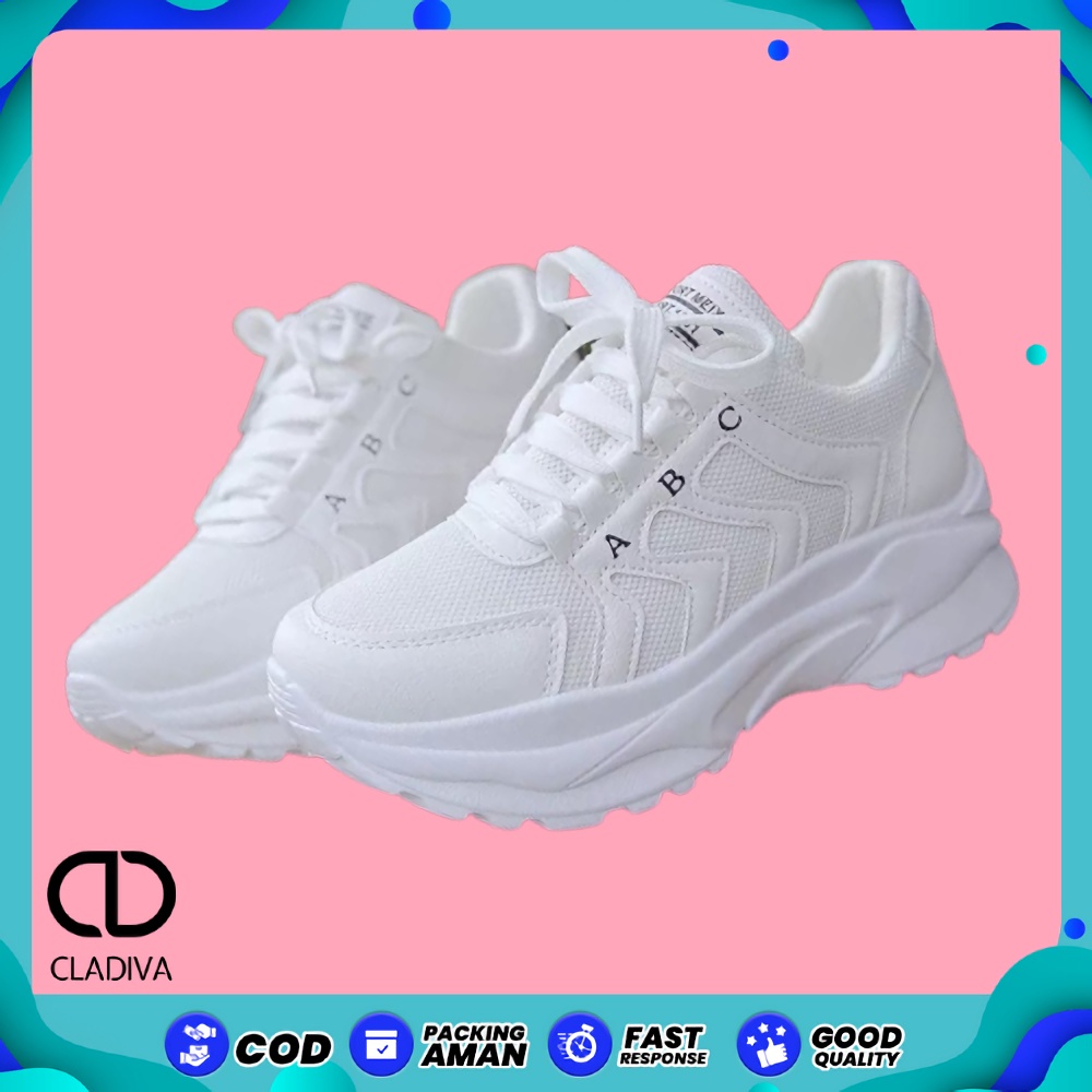 Sepatu Wanita Sneakers Tali Fashion Korea Wanwoo Abcd Sepati Sneaker Wanwo Polos Fashion Shoes Women Cewek Cewe Perempuan FSH151 Cladiva